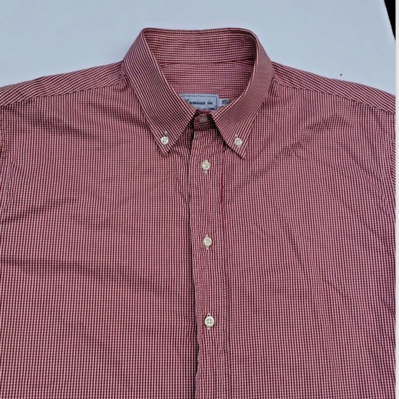 Camicia In Roma red checkered 2 fold cotton Sz 16 made in Italy 🇮🇹 - Picture 6 of 11